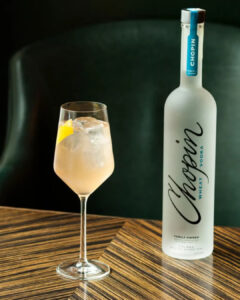 Chopin vodka serve in glass