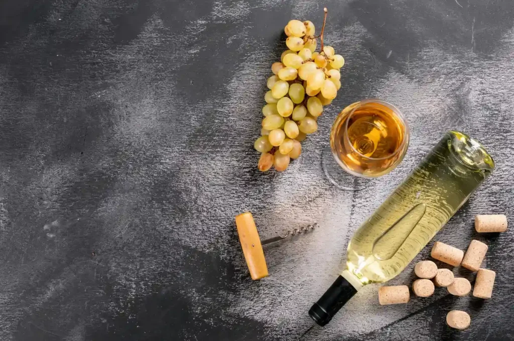 top-view-white-wine-with-grape