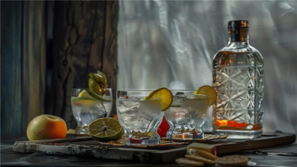 vodka in glass with fruits