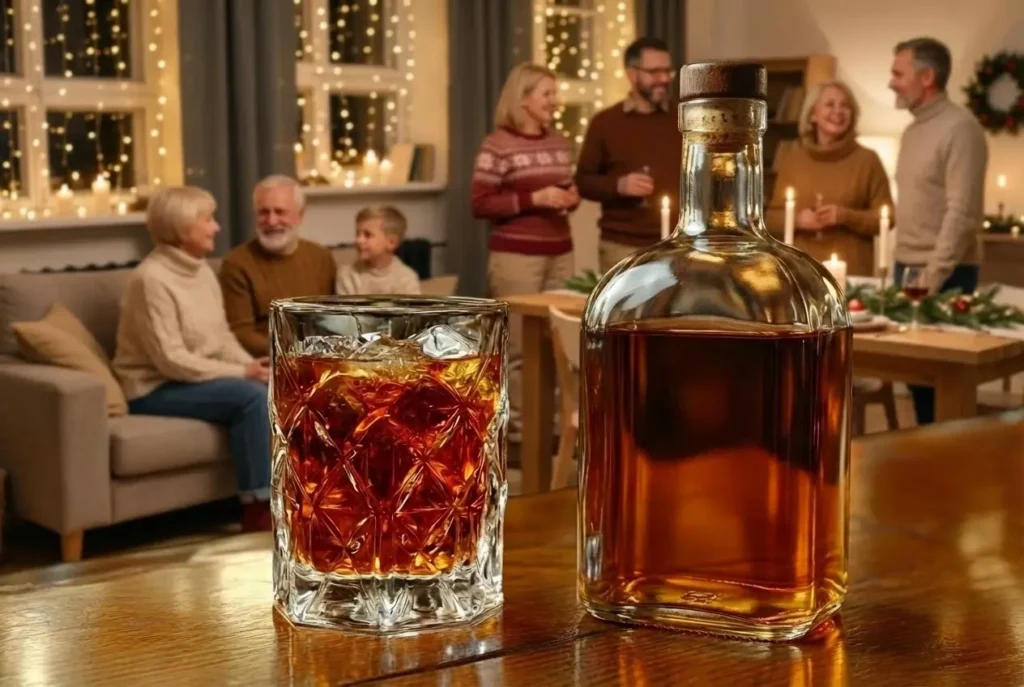 newyear family gathering with aged scotch
