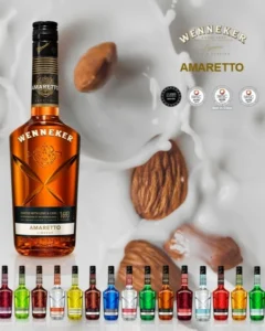 Wenneker Amaretto Almond flavoured bottle imported in India by Mohan Brotherss LLP, a Solis group company