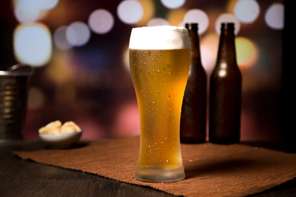 beer glass on table
