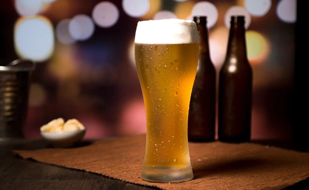 beer glass on table