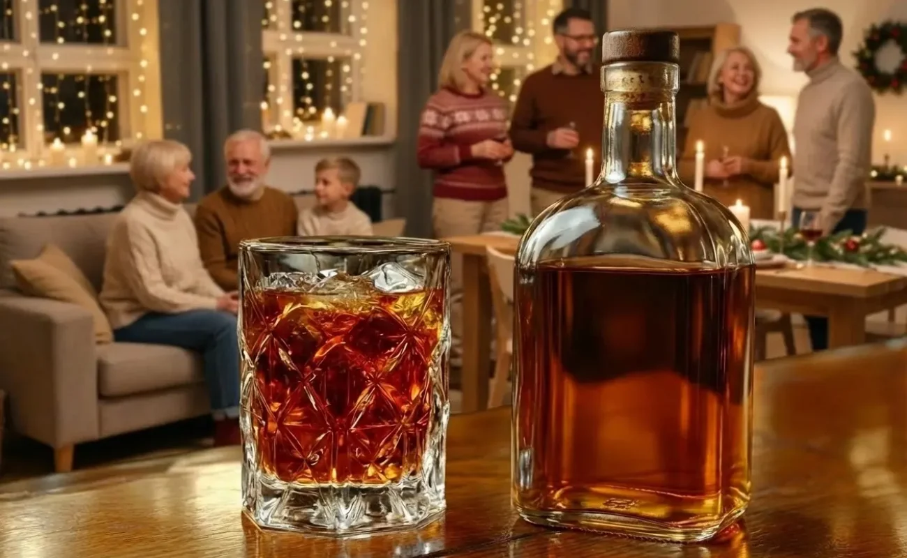 newyear family gathering with aged scotch